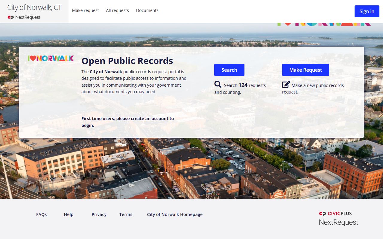 City of Norwalk NextRequest portal for Norwalk County booking photo records requests